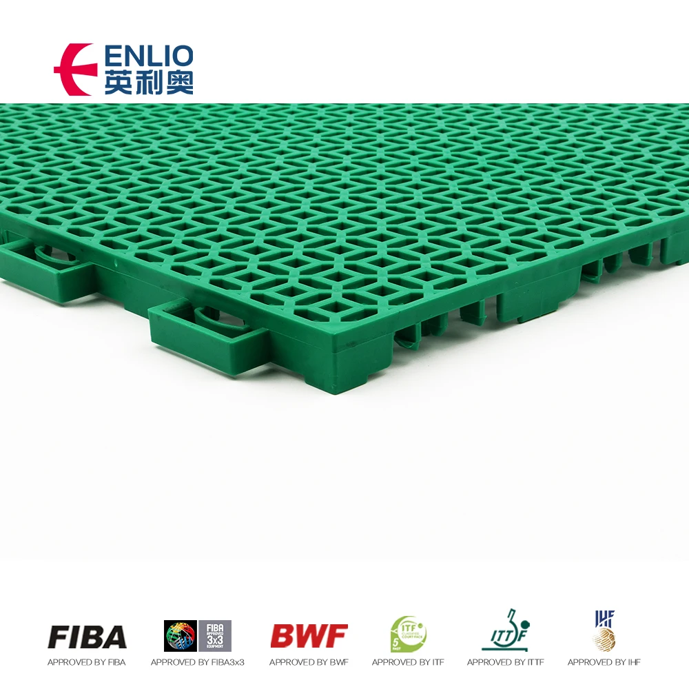 Enlio FIBA Approved Basketball Flooring Wood Interlocking Plastic Flooring Basketball Court Outdoor Plastic Rubber Tiles