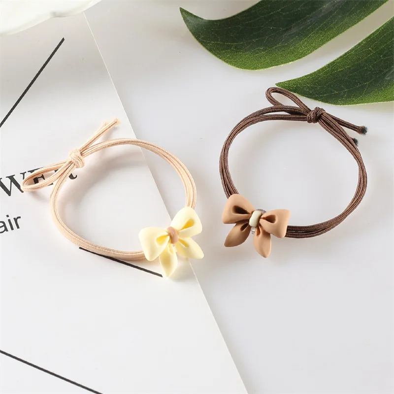 Milk tea colored bow hair loop, internet celebrity Instagram beige coffee colored hair rope wholesale Oversized Satin