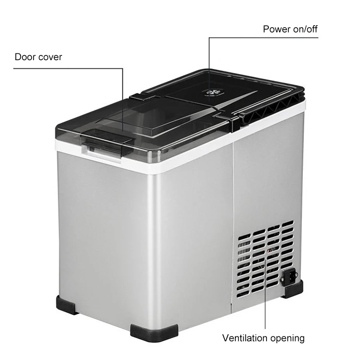 Portable 1.6L   Mini Portable Horizontal Ice Maker Quick  Freezing Fast Cooling 12V 24V 220V Compressor Plastic Aluminium