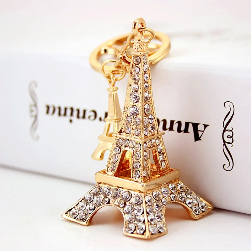 Tower Rhinestone Crystal Charm Pendant Bag Car Key Chain Girl Friend Mother Daughter Gift
