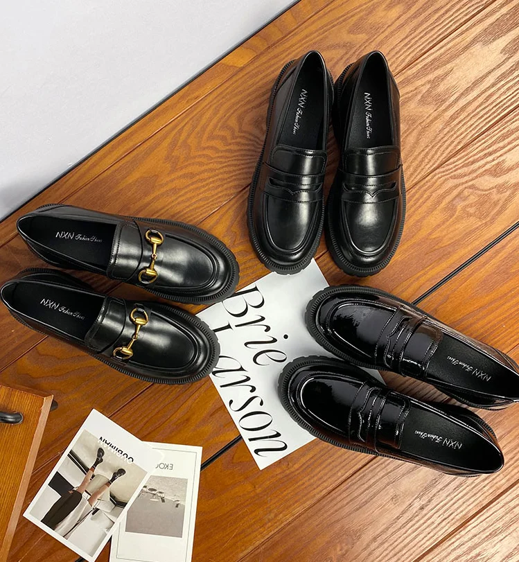 new design brand black color women british style comfortable platform latest fashion shoes