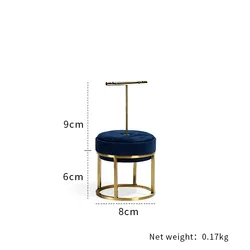 Custom Suede Blue Luxury Jewelry Stand Metal Store Jewelry Display Set for Cabinet Counter