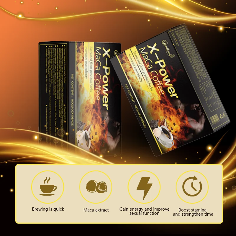 Заводская цена Горячая Распродажа X Power Coffee 100% Китайский травяной мужской энергии предотвращает преждевременную эякуляцию Maca растворимый кофе