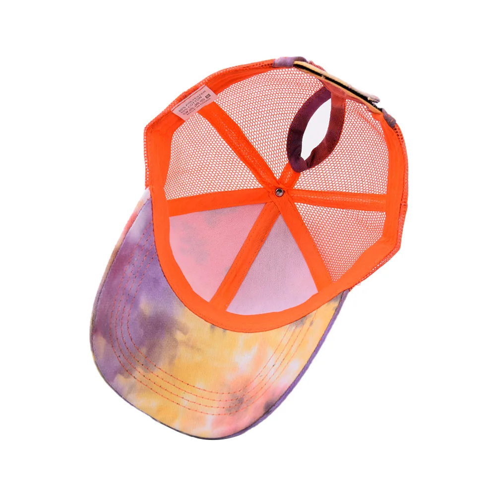 New style tie dye baseball caps womens ponytail hats for sales from factory