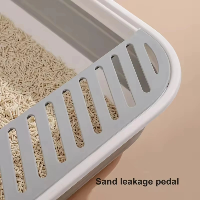 MMG Pet Cleaning Grooming Products Cat Litter Box Plastic Large Space Foldable Cat Litter Box Semi-Closed Cat Litter Tray
