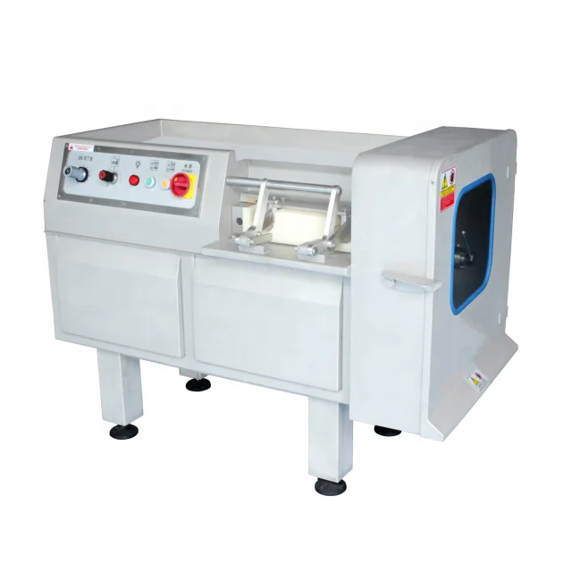 Good Cubes Output Fresh and Frozen Chicken Meat Banana Fruit Dicing Cutting Machine with Discharging Belt Conveyor