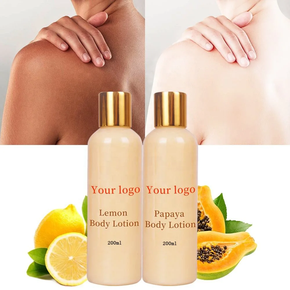 Custom Vegan Skin Brightening Bleaching Whitening Lemon Papaya Body Lotion For Black Skin