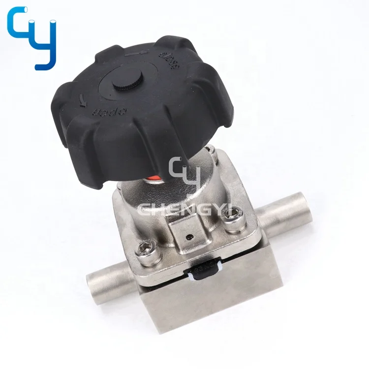 DN25 Welded stainless steel  straight through direct way manual diaphragm valve