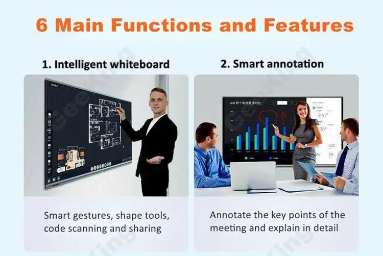 4K Interactive Flat Panel Conference Portable Electronic Digital Smart White Board