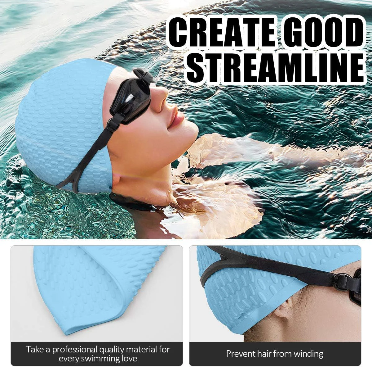 Bubble Silicone Swimming Cap Waterdrop Swim Cap For Short Medium And Long Hair