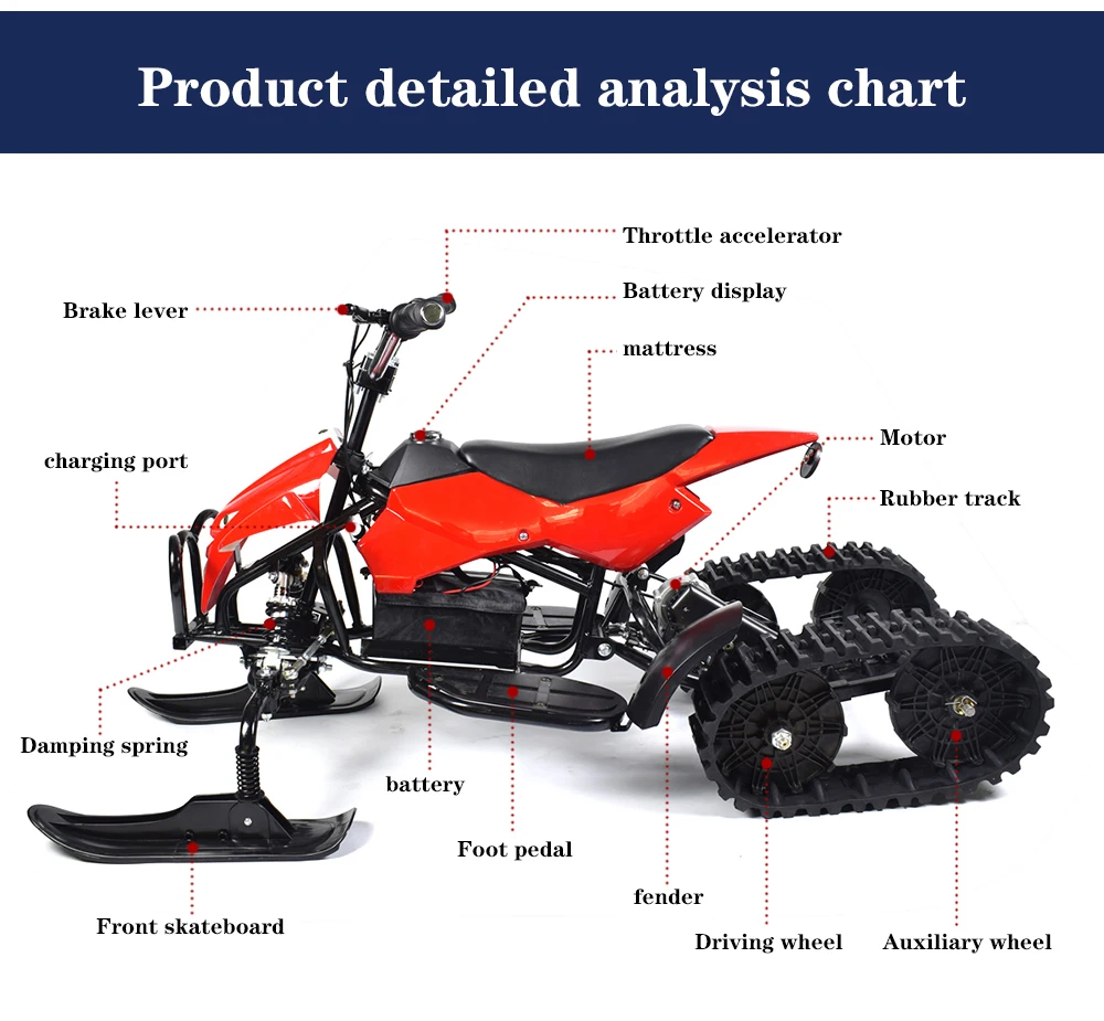 EU warehouse Electric Skiing Vehicle Kids scooter snow motorcycle 15km/h electric snow bike scooter