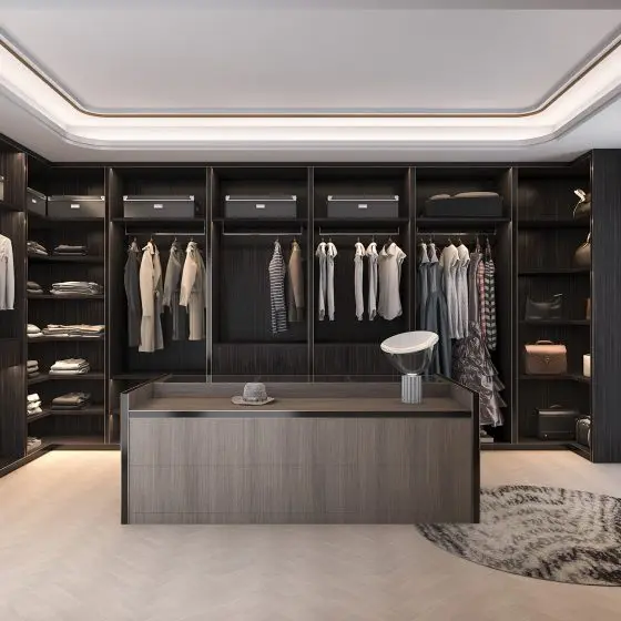 built-in wardrobe without door