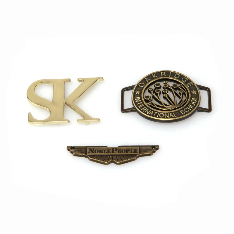 
custom embossed brand name metal logo label tag for clothing handbags 