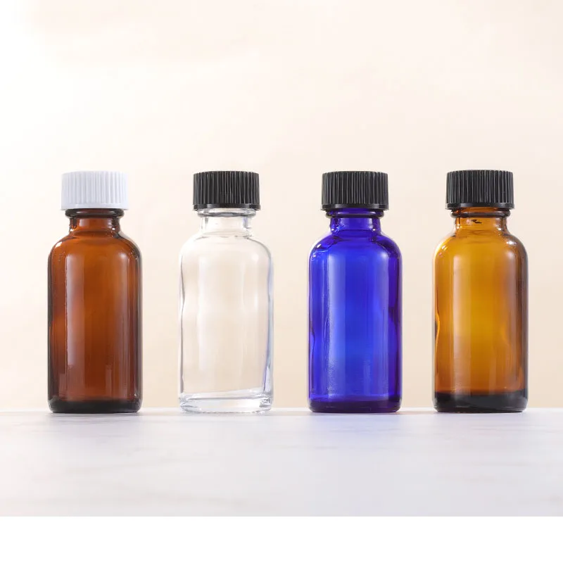 Amber Boston Glass Bottle For Cosmetics Packaging, Different sizes amber glass bottle for oil