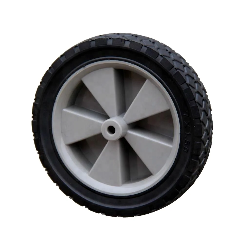 7 inch diamond rubber wheel with white plastic hub for trolley