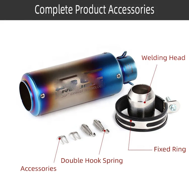 REALZION Motorcycle Exhaust Pipe Tail Tube Oblique With DB Killer Muffler For Universal 51MM 60MM