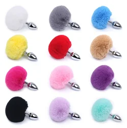 New Model Sex Toys Japan Girl Av Adult  Soft Gay Huge Expand Plush Furry Fuzzy Metal Cat Rabbit Tail Anal Plug Butt