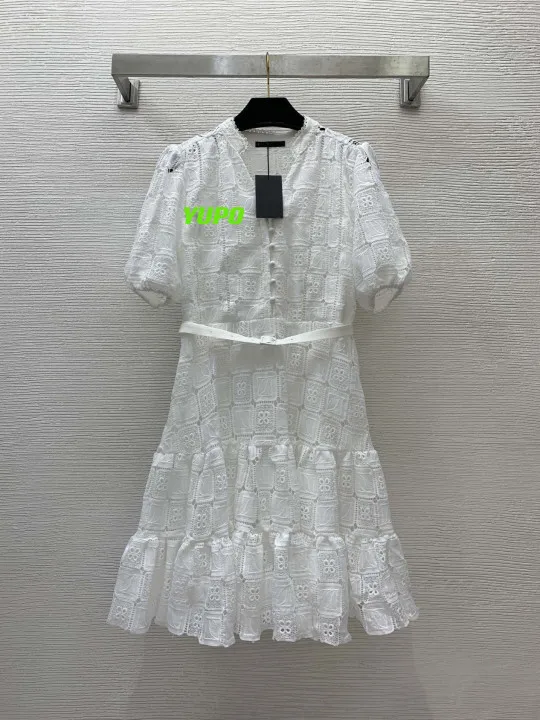 Candice 2024 latest high quality unique design puff sleeve white casual dresses women lady elegant