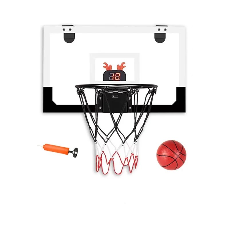 New Automatic LED scoring Door Hanging Mini Basketball Hoop for Indoor Play for Kids with Ball and Air Pump