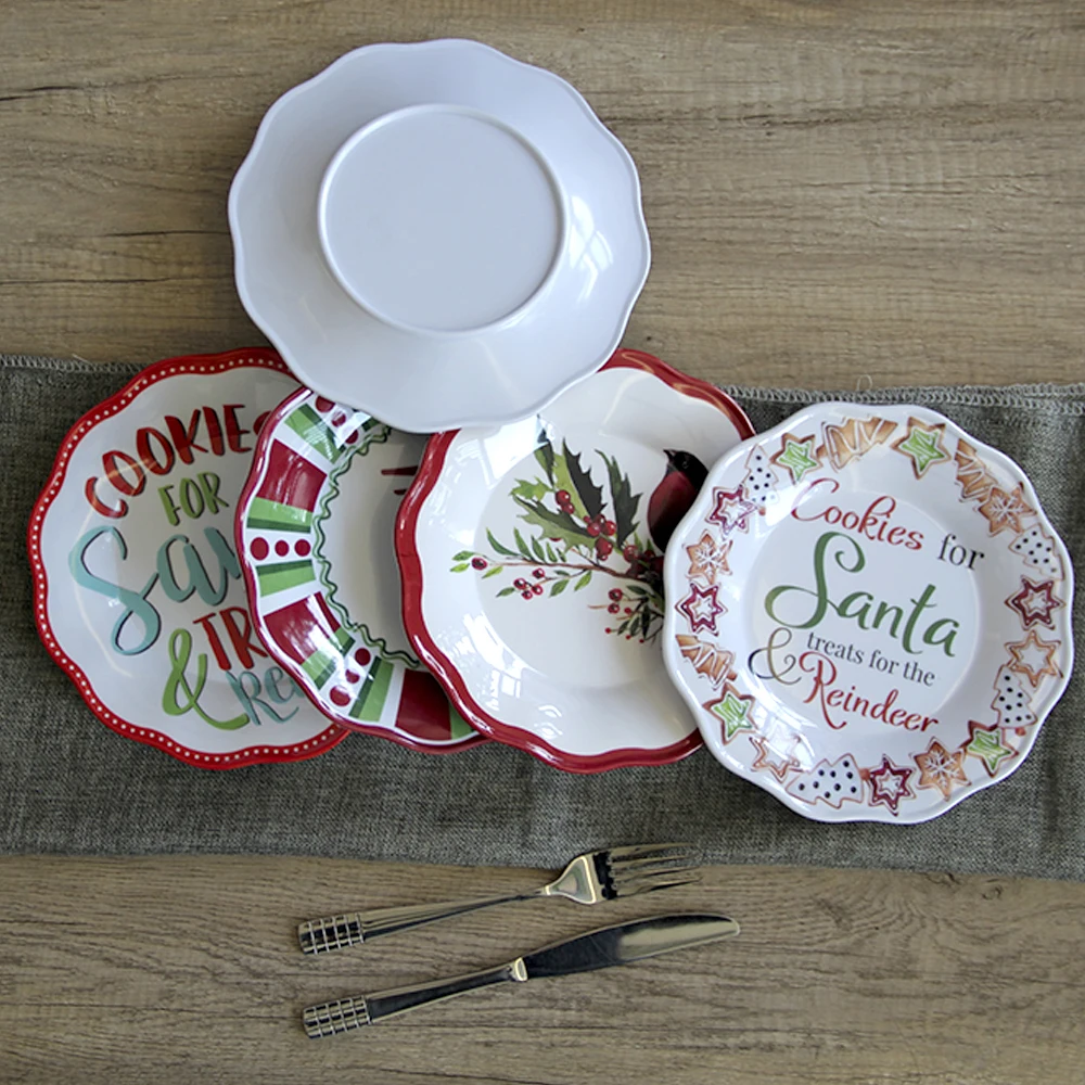SEBEST Factory Custom Pattern Like Ceramic Dinner Plate Creative Melamine Christmas Plates