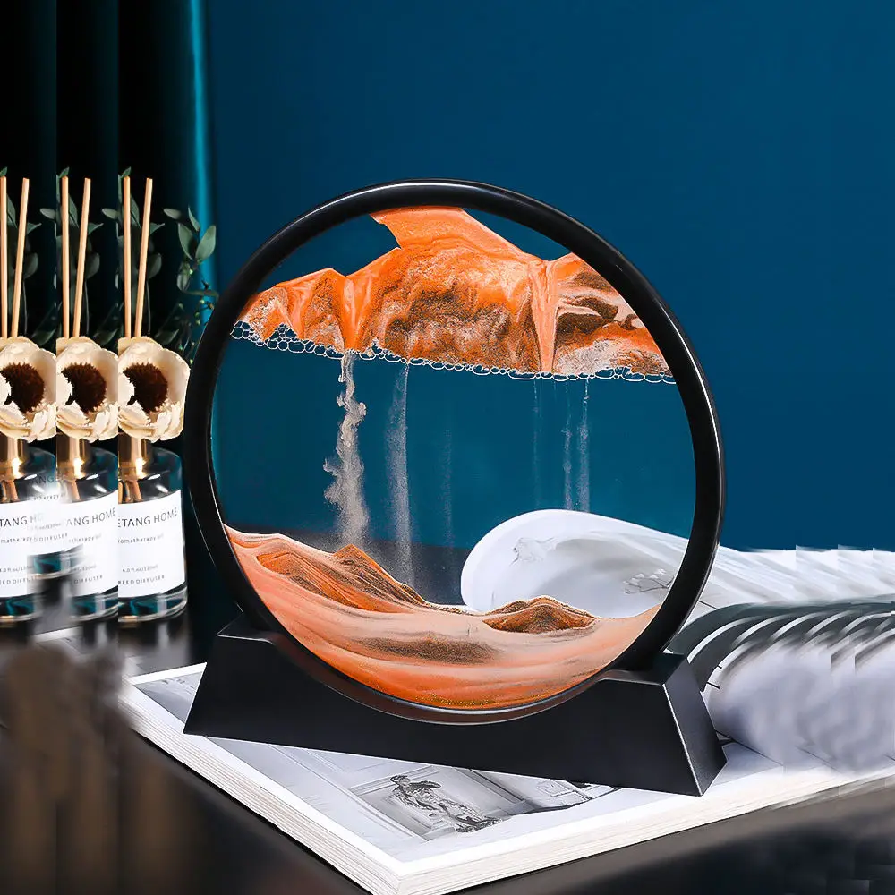 Decor Accessories Homes 3D glass sandscape in moving sand art picture in motion display flowing moving sand art painting