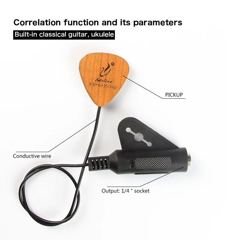 Solid Wood Customization WM 69 Easy to Install Guitar Kahong Drum Ukulele Piezo Pickup Guitar Ukelele Mandolin Adeline CN;GUA