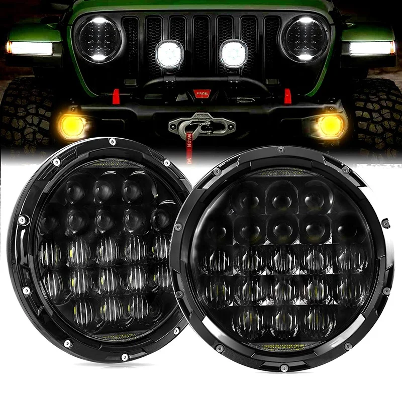OVOVS 84 Вт Высокая мощность Drl H4 5D объектив 7 дюймов Круглая светодиодная фара для Jeep JK TJ LJ CJ