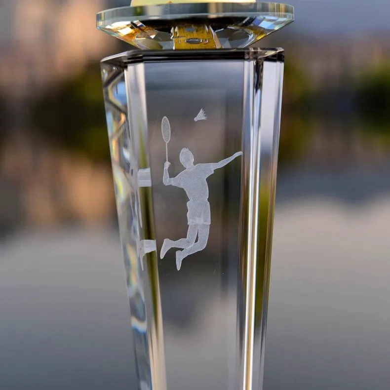 Creative lettering production sports competition high-grade award students badminton competition crystal trophy customization