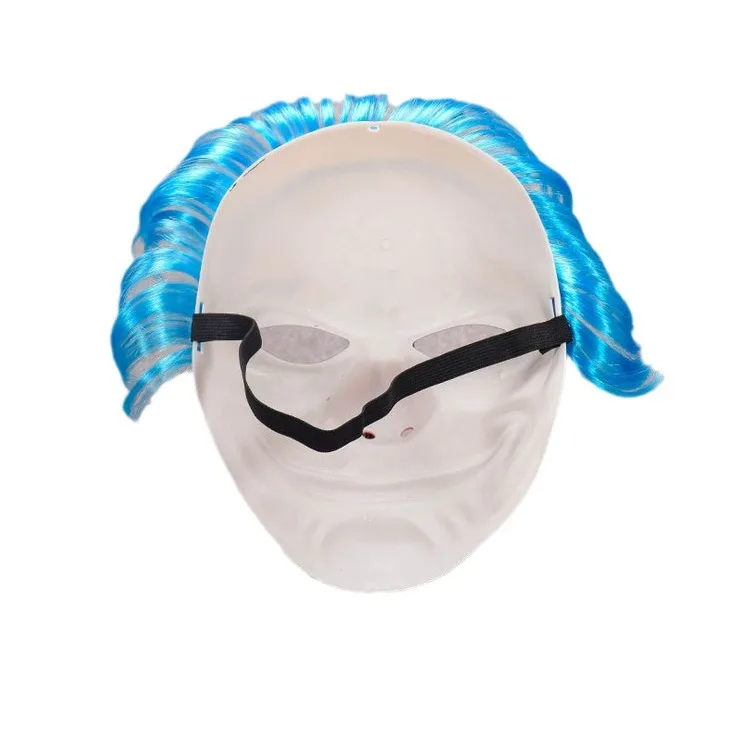 Factory Wholesale Halloween Funny Blue Hair Red Nose Clown Mask Scary Ghost Men And Women Full Face Guard