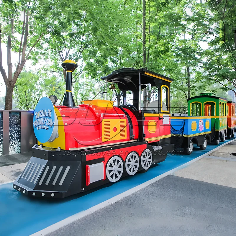 Funfair Vintage Electric Sightseeing Train 24 Seats Tourist Trackless Train For Sale