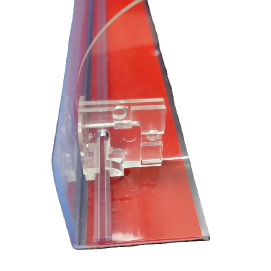 Meethope pusher system pvc supermarket shelf dividers  L shape Stopper with T rail self adhesive plastic label holder strip