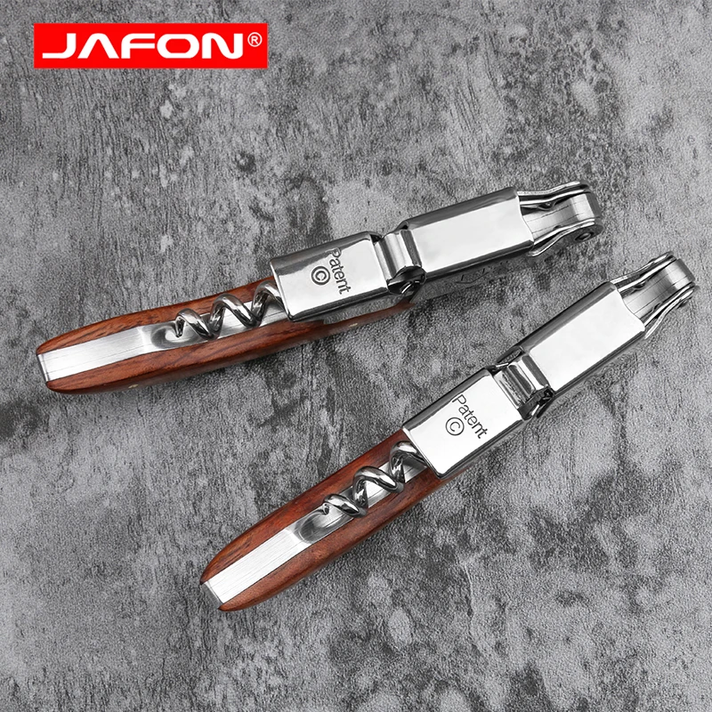 Jafon Oem профессиональная Подарочная коробка с индивидуальным логотипом пробковый винт деревянная открывалка для бутылок вина из розового дерева штопор официантов
