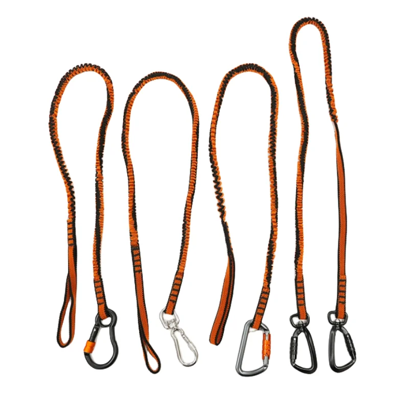 C-PIN 5Kg fall protection bungee elastic webbing tool lanyard tools tethers with 6*60 304 stainless carabiner for tool security