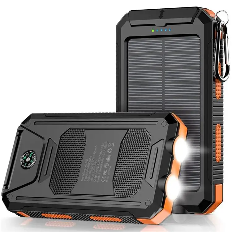 Waterproof Outdoor Solar Charger  Solar Power Bank With Led Lights Solar Charger Solar Power Bank With Flashlight