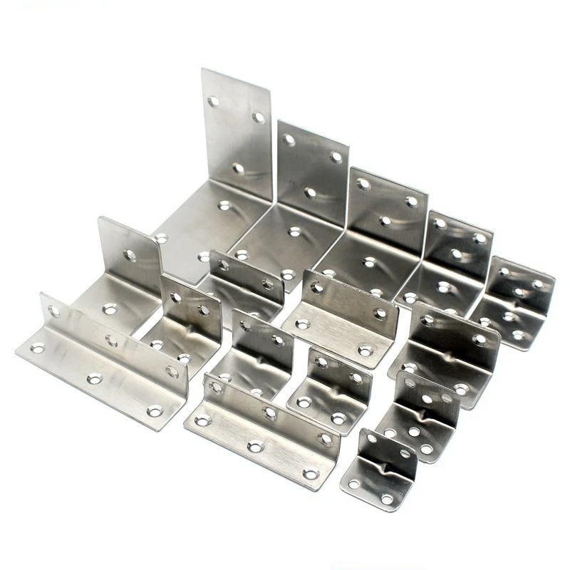 Factory wholesale table bench sheet metal processing bending stamping parts floating stainless steel four corner bracket