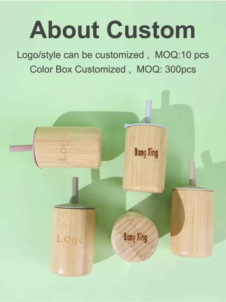 Custom Logo Eco Friendly New Bpa Free Safe Bamboo Toddler Cup Bamboo Straw Toddlers Kids Baby Sippy Cup With Silicone Lid Straw
