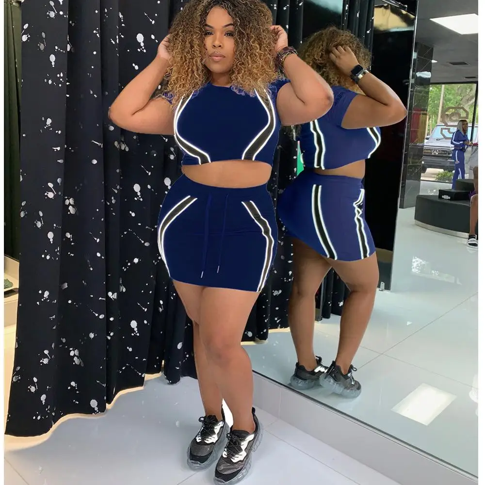 Women Bodycon Sexy Casual Dress Women Two Piece Set Clothing 2 Piece Sets Outfits  Lady Elegant Neon Reflective Clothing Dresses