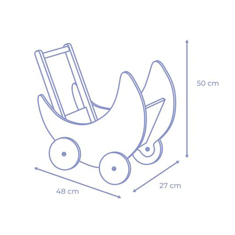 2023 New Style custom made Wagon Toy Walkers Sturdy Construction Wooden Doll Toy Pram