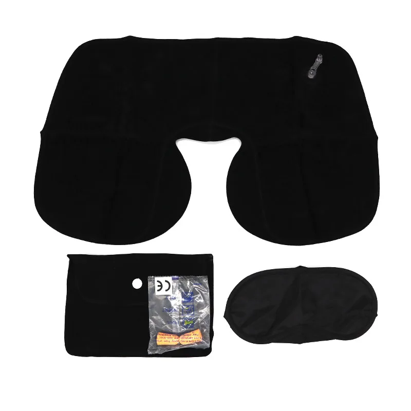 Inflatable U-shaped Neck Pillow Travel Set Travel Accessories Set with Eye Mask and Earplugs