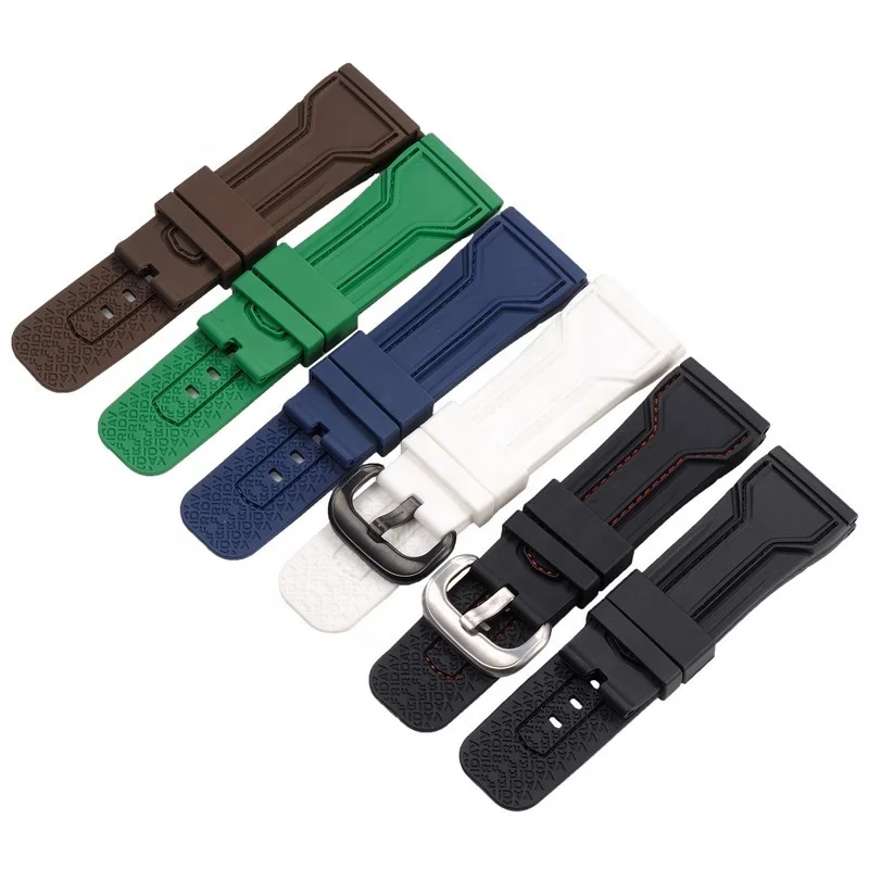 Luxury orange blue brown green white black 28mm rubber silicone watch band for seven friday watch strap