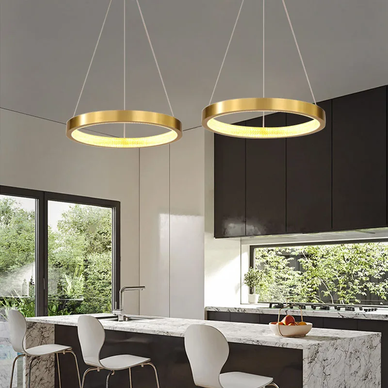  New modern pendant lighting single circle gold chandelier design decor house acrylic LED ceiling