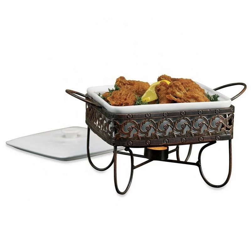 2024 New Factory Price White Porcelain Square Bakeware Set Ceramic Chicken Bowl With Lid For Restaurant For Wedding