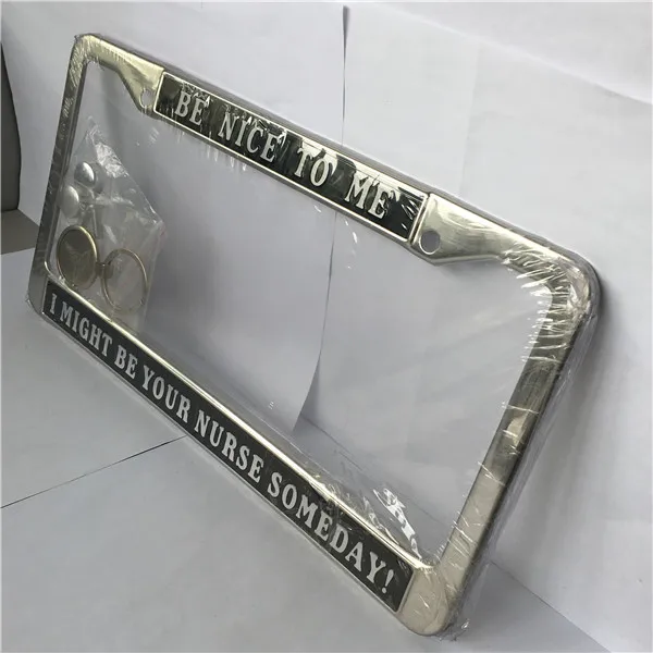 cheap custom metal glossy liscence plate frame for car/car adjustable license plate frame for usa standard
