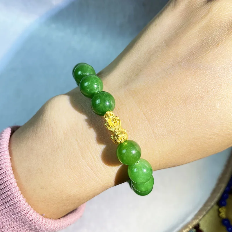 Оптовая продажа натуральные Изящные подвески из чистого золота 24 карата с камнем-талисманом бусинами минималистичный камень браслет ручной работы