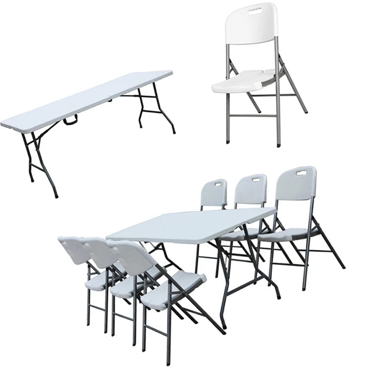 Heavy Duty 6ft 180cm HDPE Plastic Folding Banquet Table with Steel Frame and Locking Mechanism