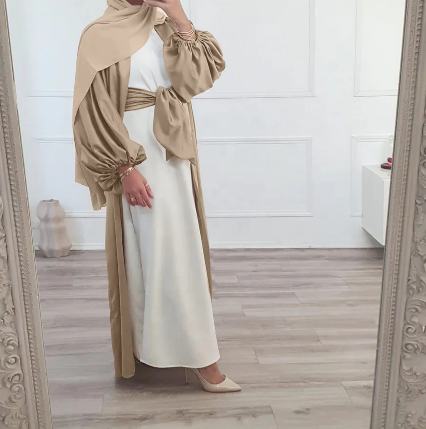 New Abaya Muslim Ladies Long-sleeved Cardigan Robe Summer European and American Dubai Adult Woman Elegant Long Skirt