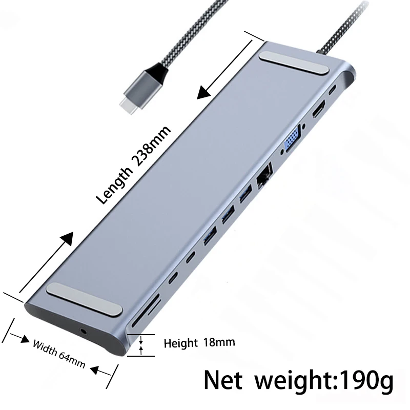 Factory Wholesale Original 12 in 1 USB-C Laptop Stand Base Dual Monitor Port Docking Station