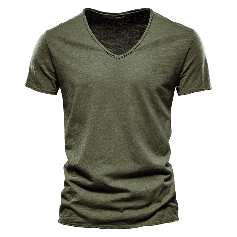 Wholesale Mens 100%bamboo cotton white fitted v neck t-shirts