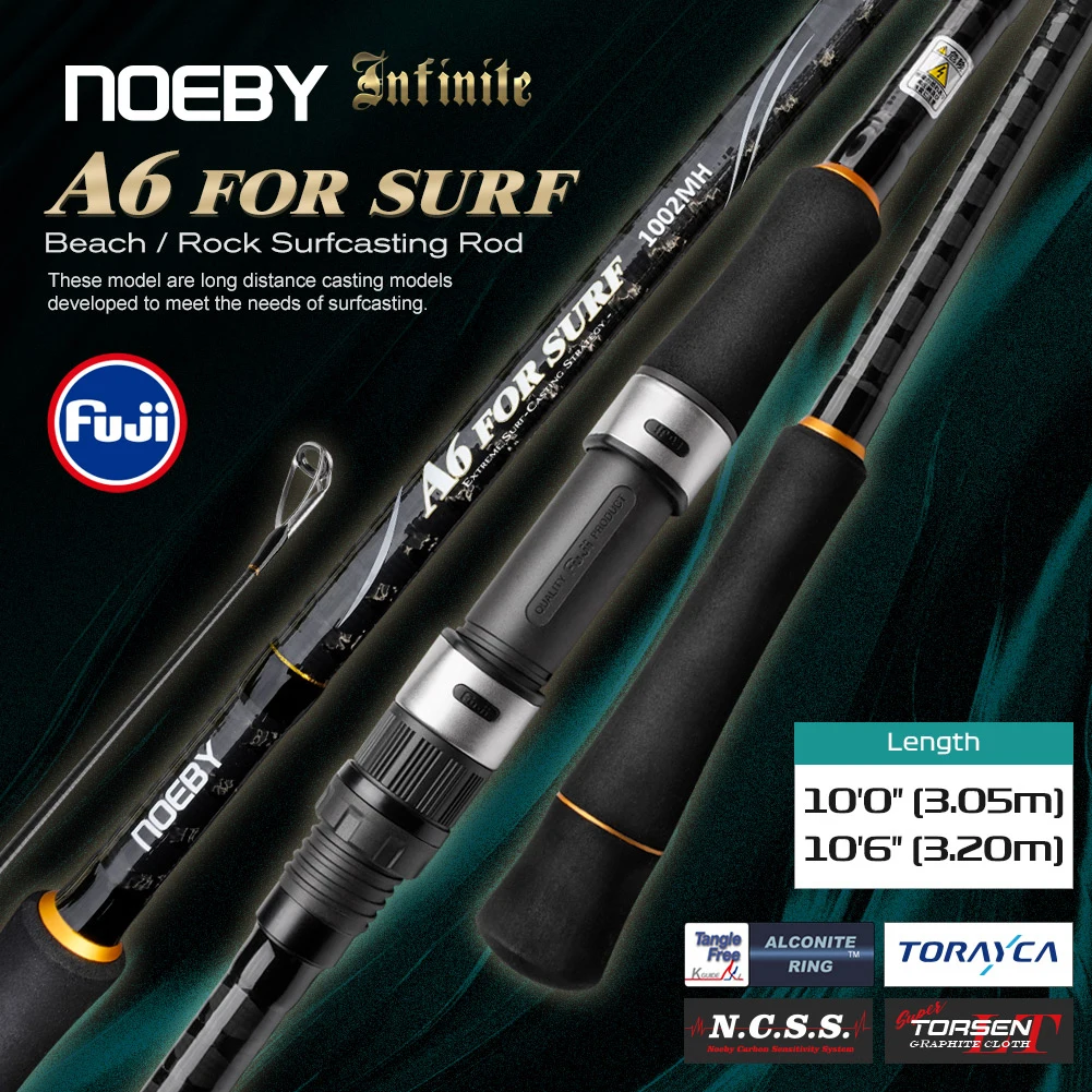 Noeby Saltwater Fishing FUJI Reel Seat Lure Weight 60g Carbon Blank Surf Cast Fishing Rod Pole 3.20m