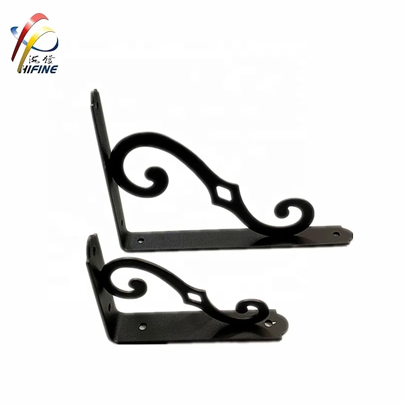 Good Quality Black Decorative Support Wall Mounted Shelf Bracket